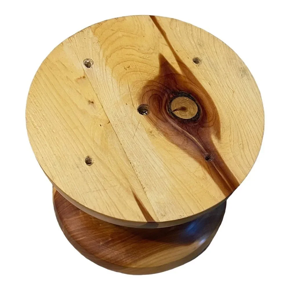 Cedar Wood Candle Holder Mid Century Handcrafted‎ Segmented Lathe Turned 5.5